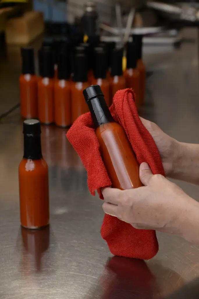 Bottling and Sealing the hot sauce